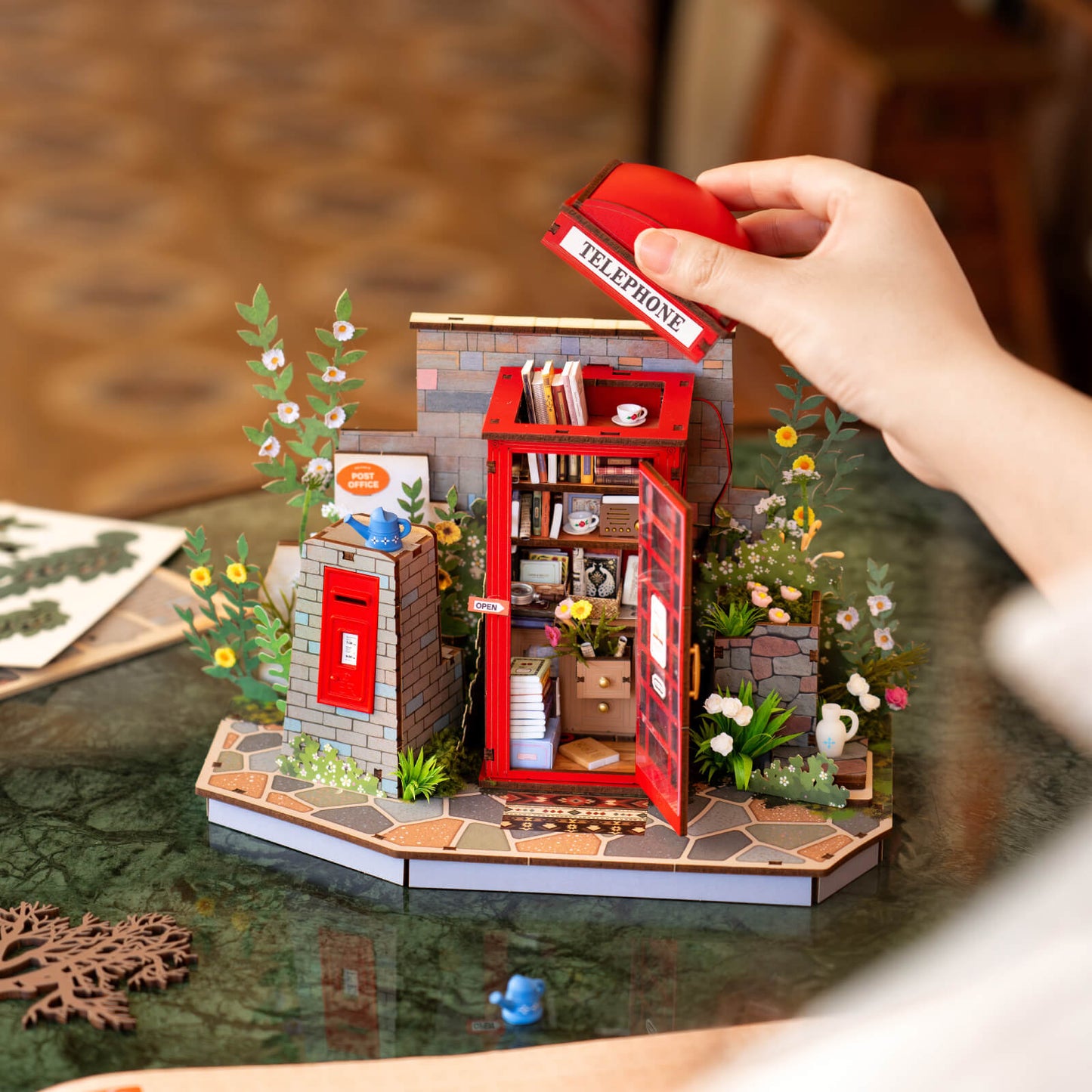 Robotime Blossom Book Booth 3D DIY Wooden Puzzle