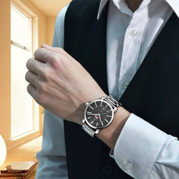 Benyar 5101 Men's Luxury Analog Quartz Wrist Watch Stainless Steel