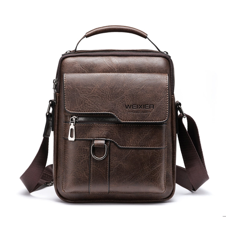 WEIXIER 8642 Business Retro PU Leather Crossbody Shoulder Bag Brown