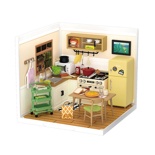 Robotime Super Store Series Happy Meals Kitchen DIY Miniature Dollhouse Kit