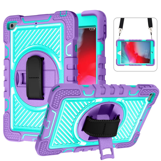 Shockproof Cover With Rotating Stand & Shoulder Strap iPad Mini 4 & Mini 5 Purple Mint