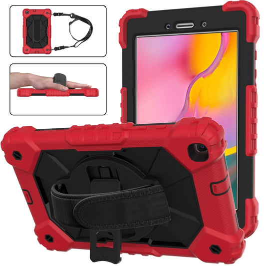 Shockproof Cover With Stand & Hand & Shoulder Strap Galaxy Tab A8 2019 T295 Black Red