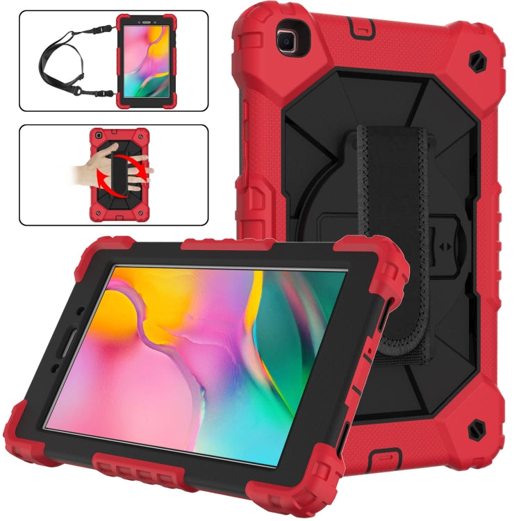 Shockproof Cover With Stand & Hand & Shoulder Strap Galaxy Tab A8 2019 T295 Black Red