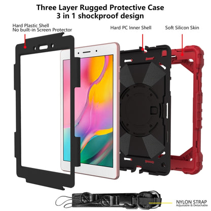 Shockproof Cover With Stand & Hand & Shoulder Strap Galaxy Tab A8 2019 T295 Black Red