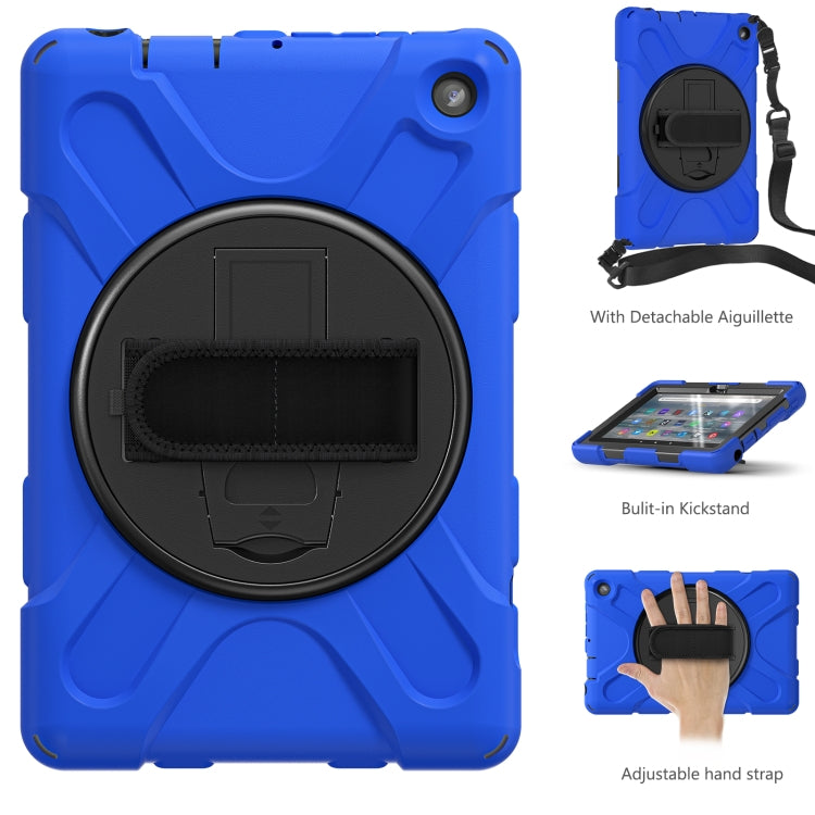 Shockproof Cover With Stand & Hand & Shoulder Strap for Amazon Fire 7 2022 Blue