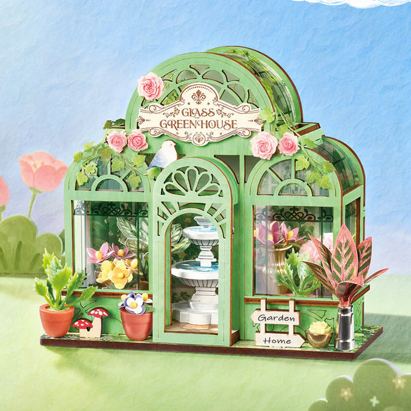 Robotime Green Fountain Garden DIY Miniature House