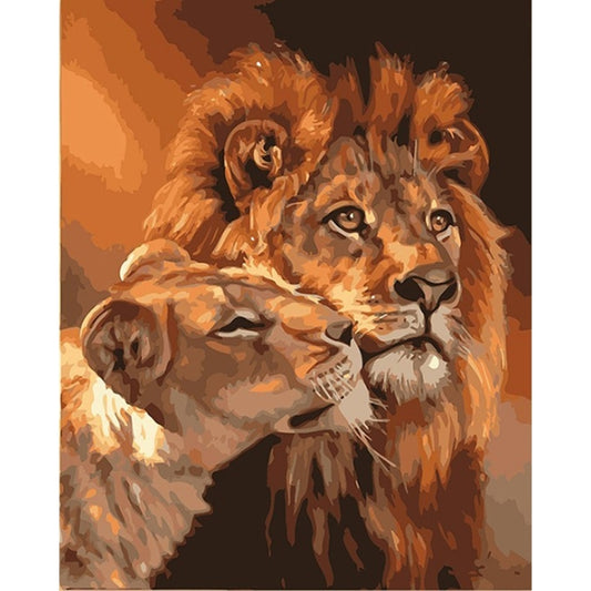 DIY Painting By Numbers Kit - Lion Love 40cm x 50cm