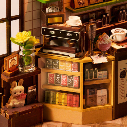 Robotime Holiday Cafe DIY Book Nook Shelf Insert 3D House