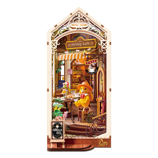 Robotime Holiday Cafe DIY Book Nook Shelf Insert 3D House