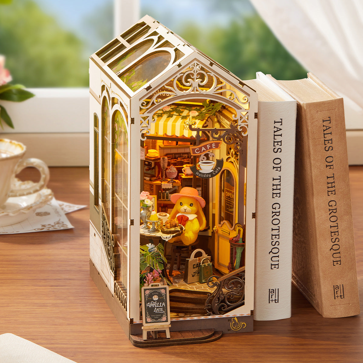 Robotime Holiday Cafe DIY Book Nook Shelf Insert 3D House