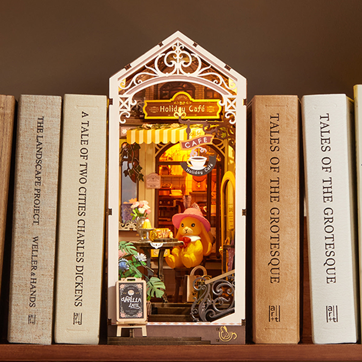 Robotime Holiday Cafe DIY Book Nook Shelf Insert 3D House