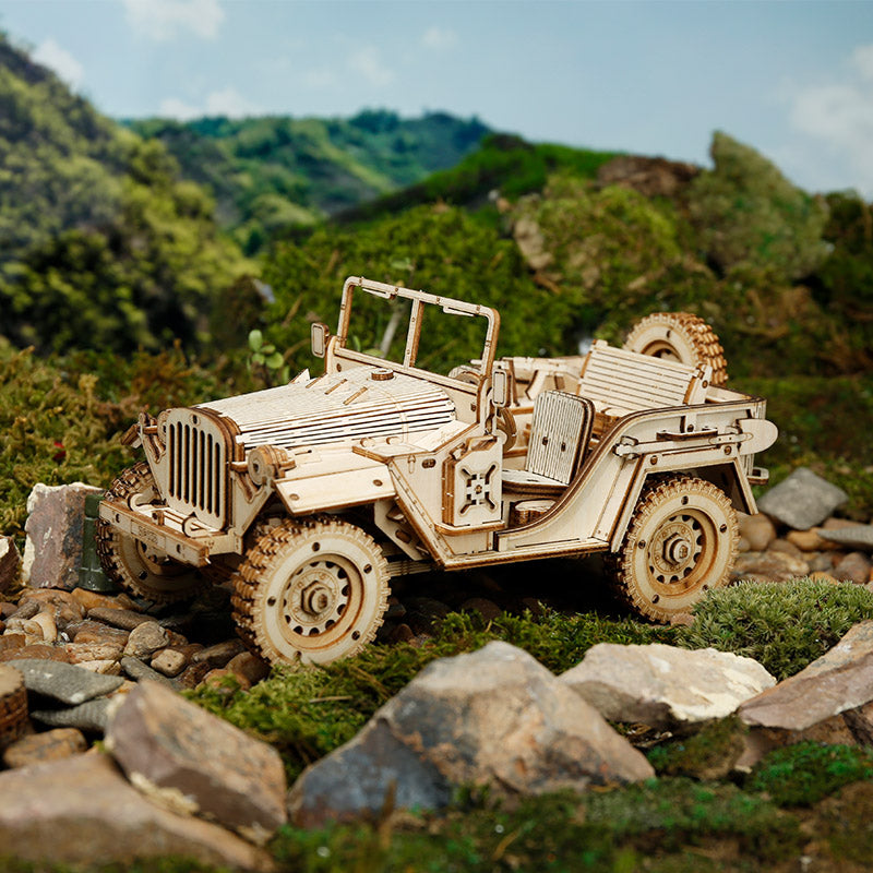 Robotime Army Jeep Scale Model DIY 3D Wooden Puzzle