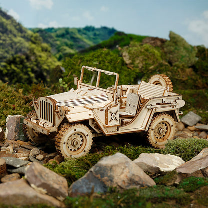 Robotime Army Jeep Scale Model DIY 3D Wooden Puzzle