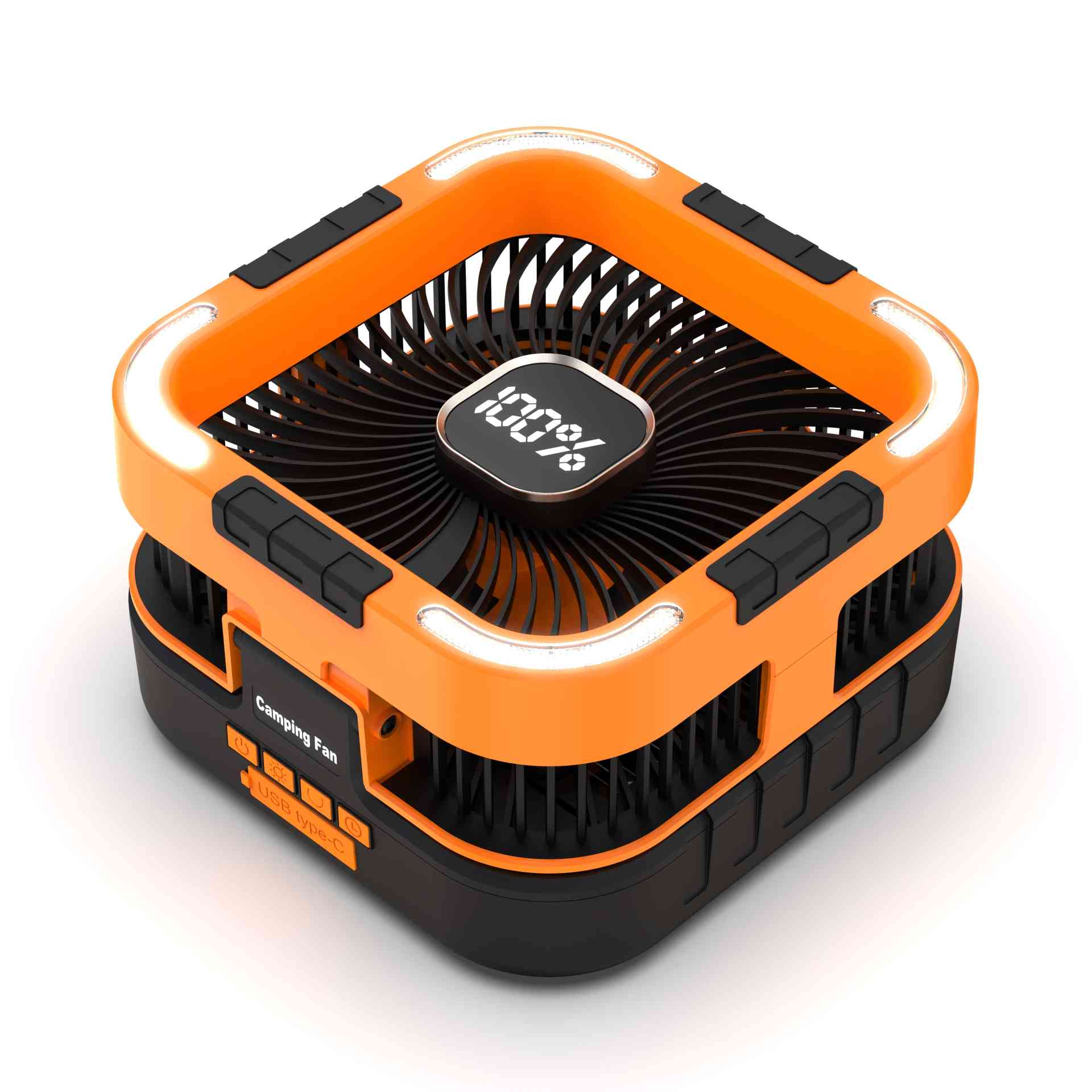 MD-F905 Solar Powered Rechargeable Camping Fan with LED Light & Power Bank