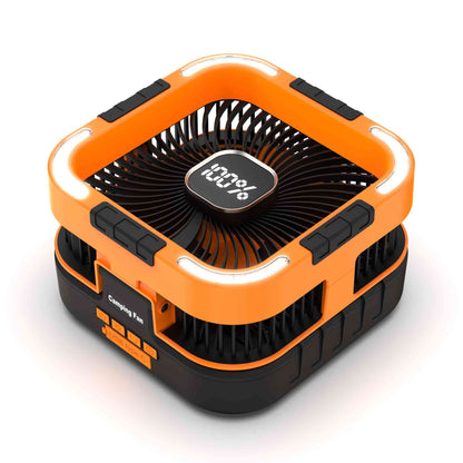 MD-F905 Solar Powered Rechargeable Camping Fan with LED Light & Power Bank