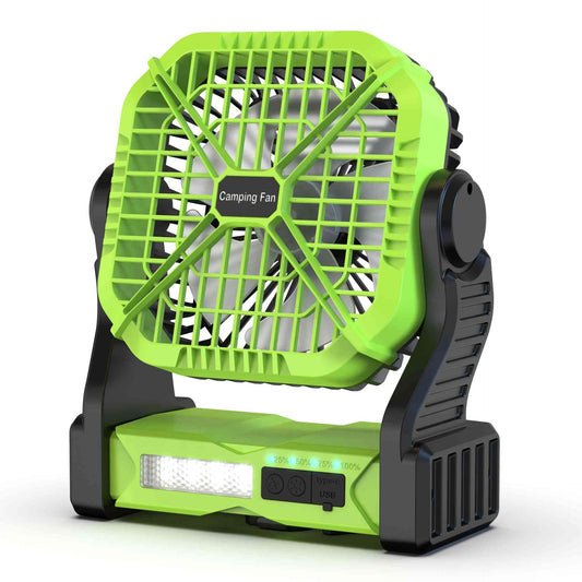 MD-F910A Rechargeable Outdoor Camping Fan with LED Light & Power Bank