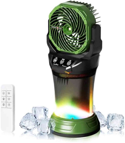 MD-X65 Rechargeable Outdoor Mist Camping Fan with LED Lights & 2L Water Tank