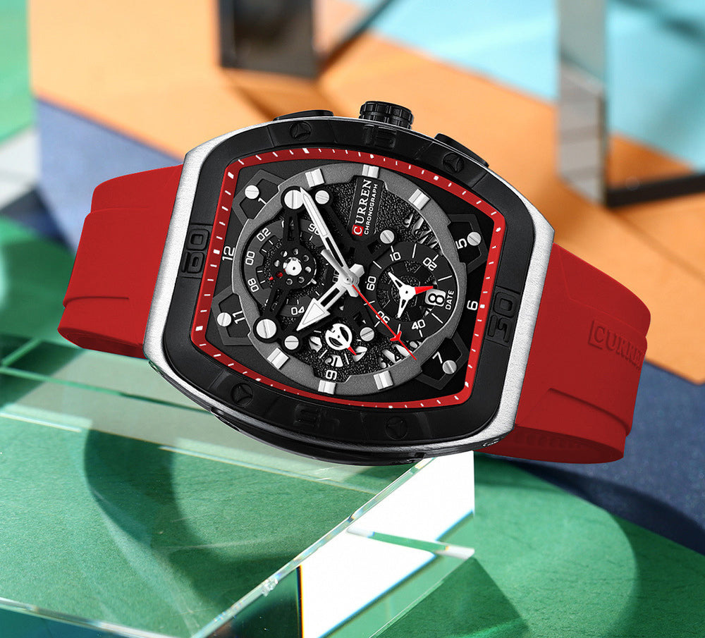 Curren 8443 Luxury Business Sports Wrist Watch Silicone Strap