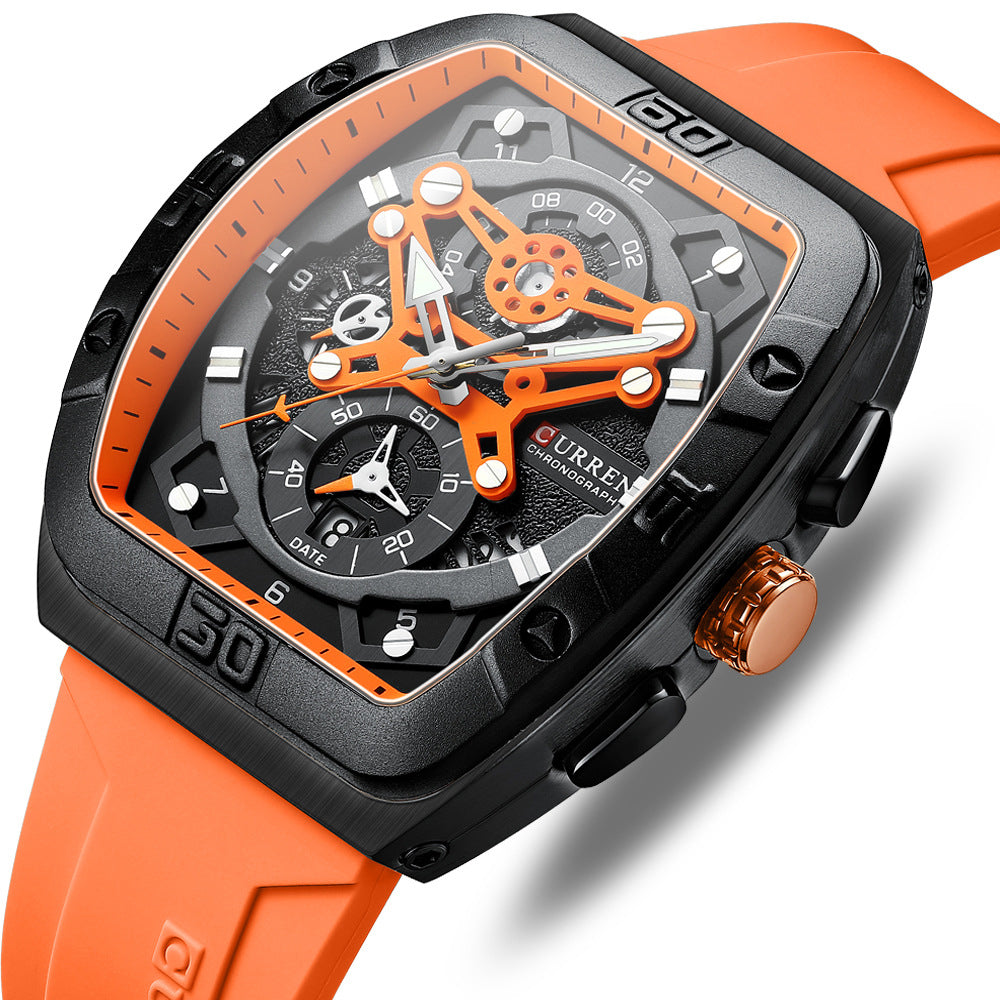Curren 8443 Luxury Business Sports Wrist Watch Silicone Strap