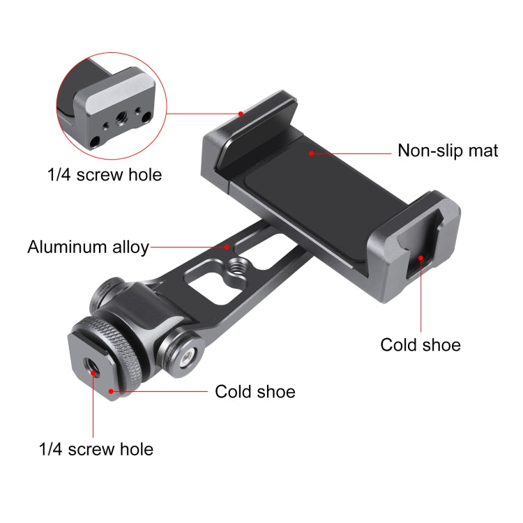 Z-axis 360 Rotation Cold Shoes Aluminum Alloy Phone Clamp Holder Bracket