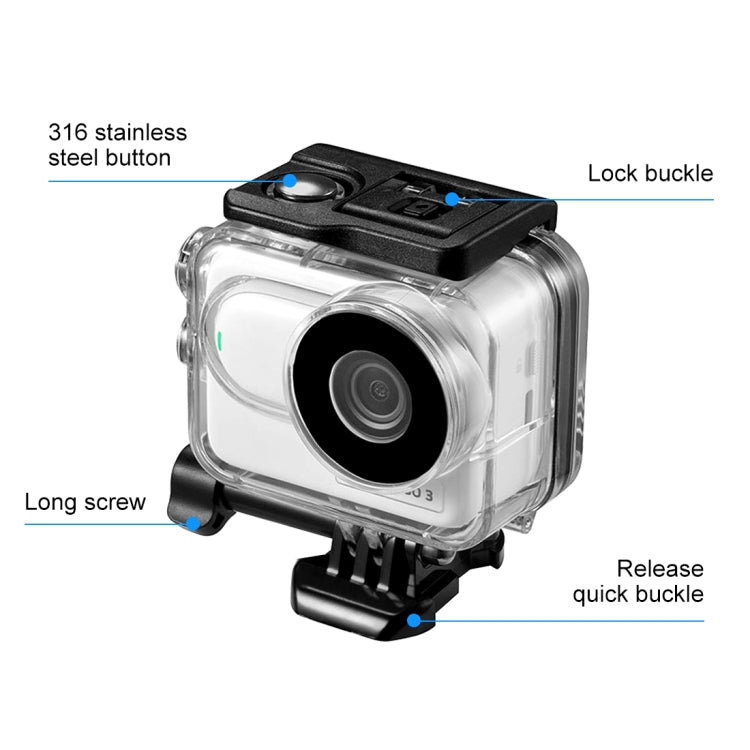 PULUZ Waterproof Housing Case for Insta360 GO 3 with Base Adapter & Screw
