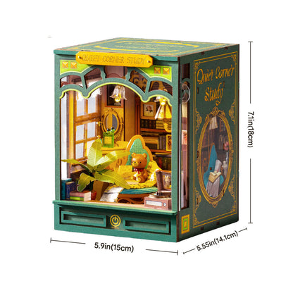 Robotime Quiet Corner Study DIY Book Nook Shelf Insert 3D House