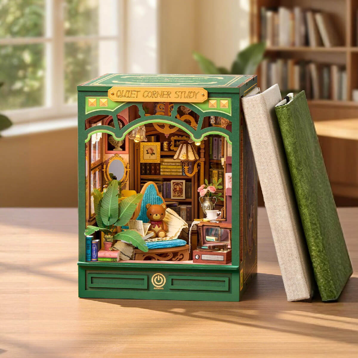 Robotime Quiet Corner Study DIY Book Nook Shelf Insert 3D House