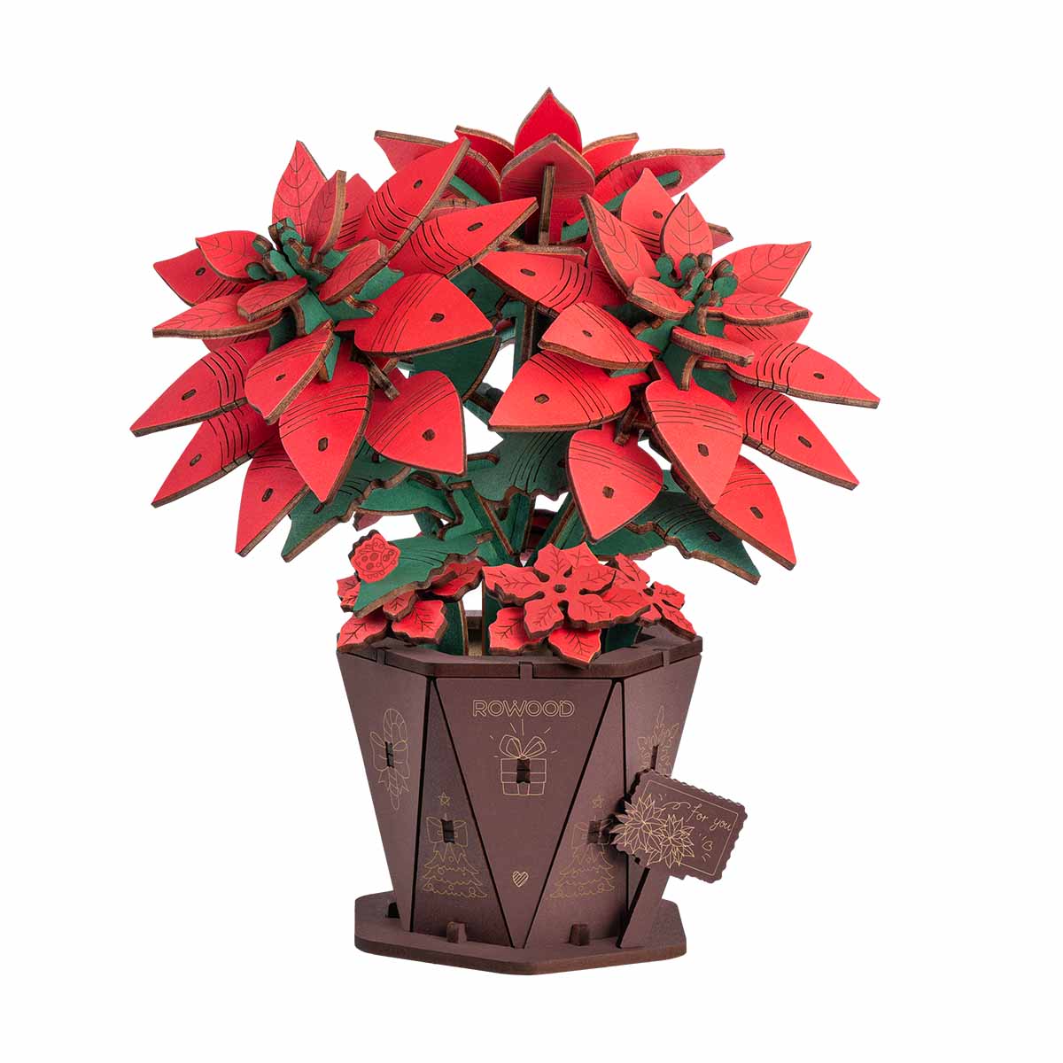 Robotime Poinsettia DIY Flower Bouquet 3D Wooden Puzzle