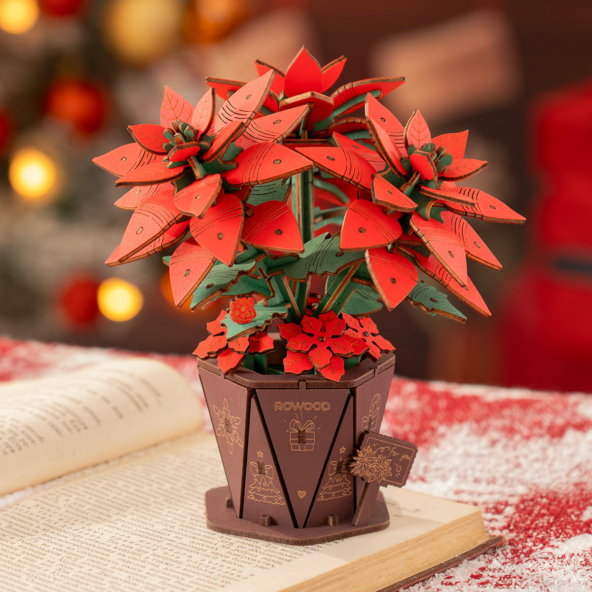 Robotime Poinsettia DIY Flower Bouquet 3D Wooden Puzzle