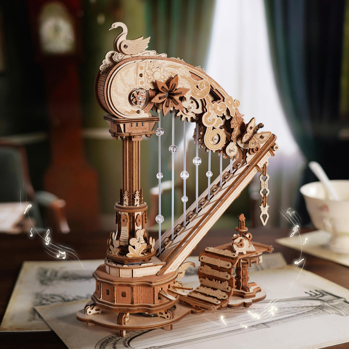 Robotime Magic Harp Music Box Wooden DIY 3D Puzzle
