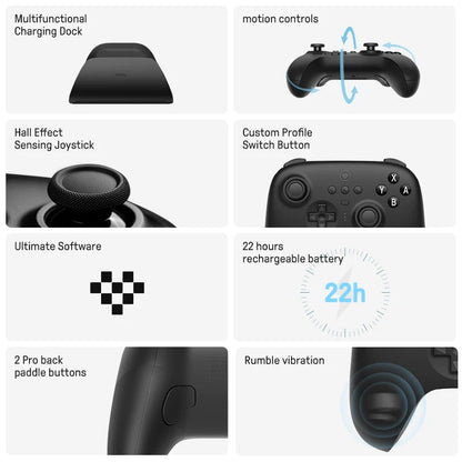 8BitDo Ultimate Controller with Charging Dock for Switch and Windows Black