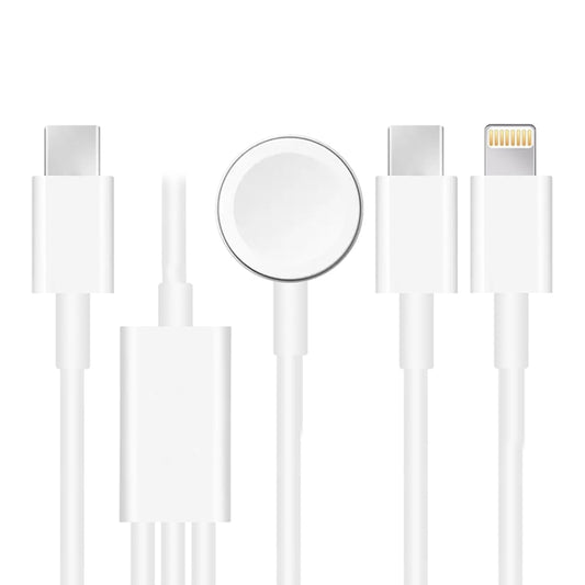 3-in-1 USB Type C Lightning Charging Cable For Apple Watch iPhone AirPods