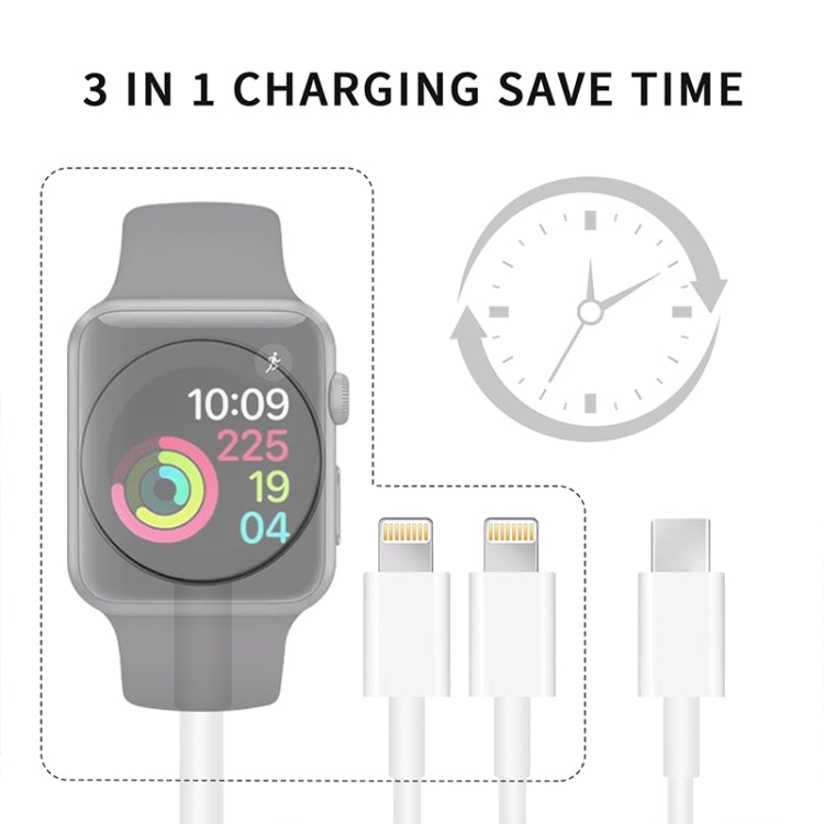 3-in-1 Lightning USB Type C Charging Cable For Apple Watch iPhone AirPods