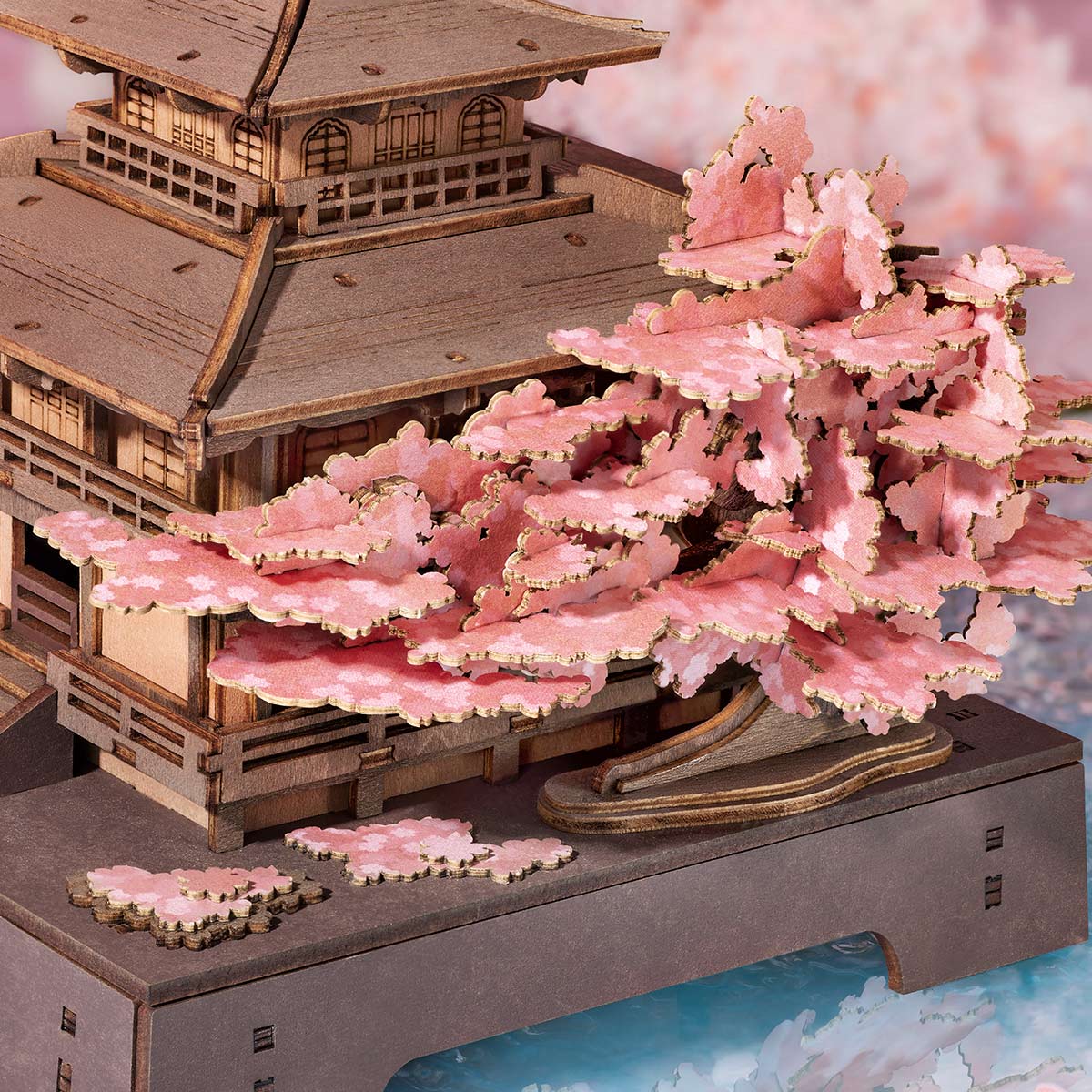 Robotime Sakura Pavilion 3D DIY Wooden Puzzle