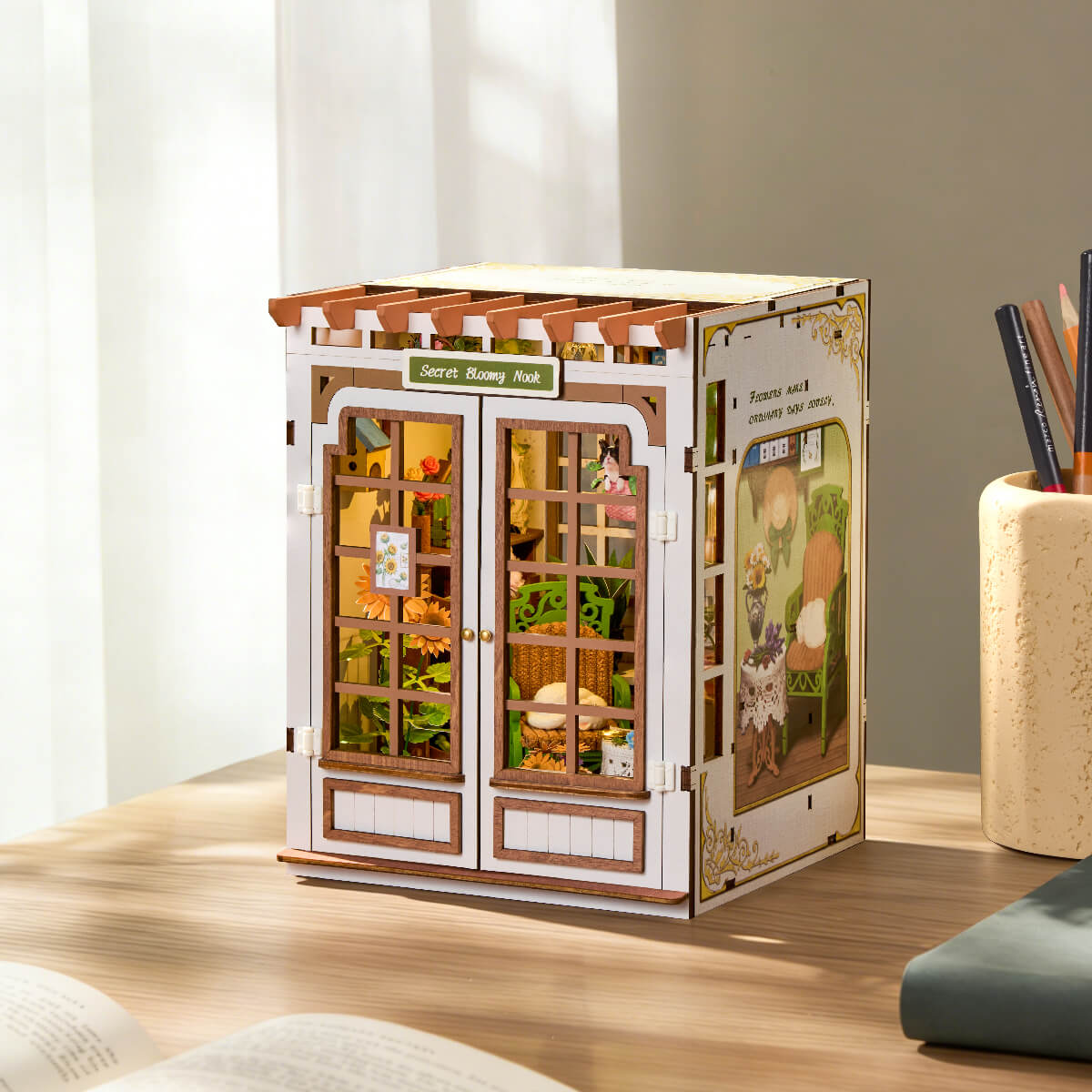 Robotime Secret Bloomy Nook DIY Book Nook Shelf Insert 3D House