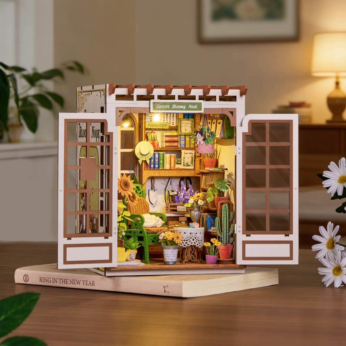 Robotime Secret Bloomy Nook DIY Book Nook Shelf Insert 3D House