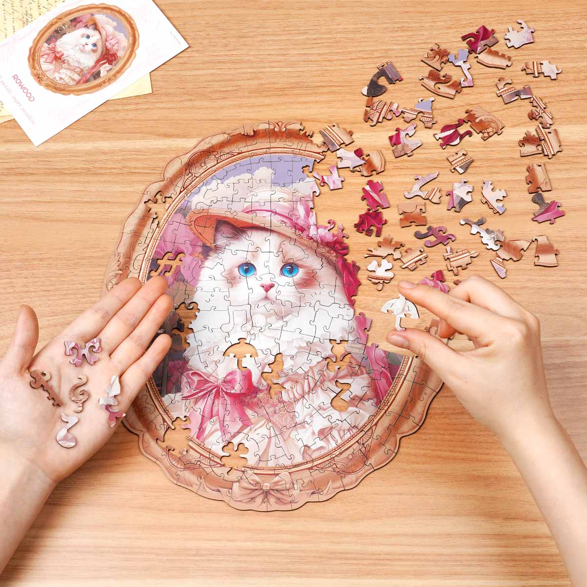 Robotime Springtime Kitty Portrait Wooden Jigsaw Puzzle