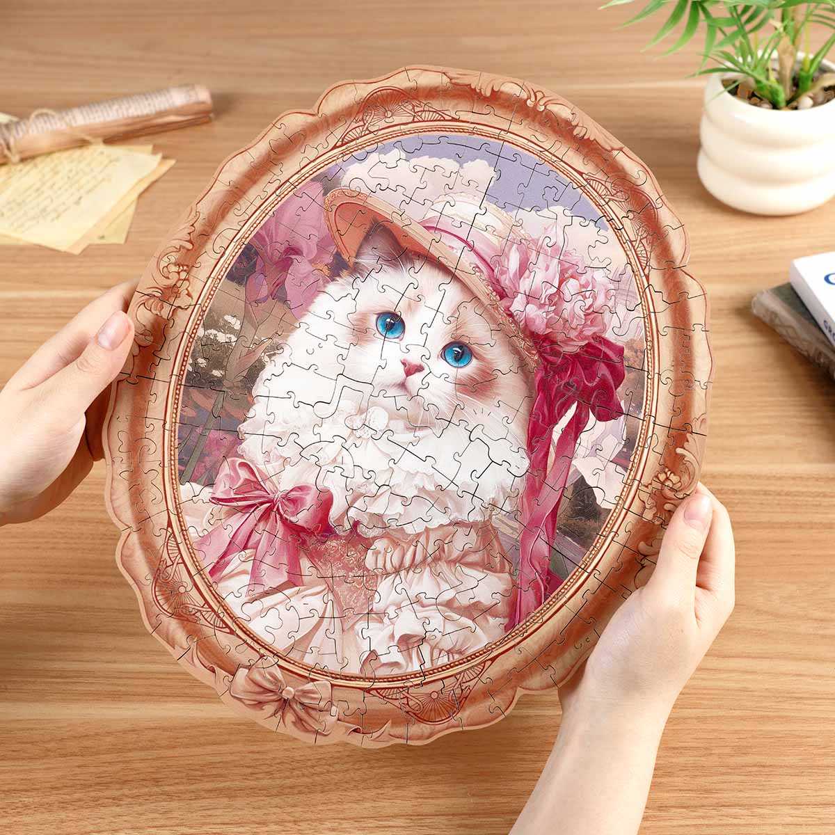 Robotime Springtime Kitty Portrait Wooden Jigsaw Puzzle