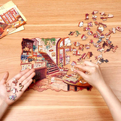 Robotime Cozy Winter Café Wooden Jigsaw Puzzle