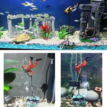 Aquarium Fish Tank Resin Decor Statue Diver Treasure Hunt