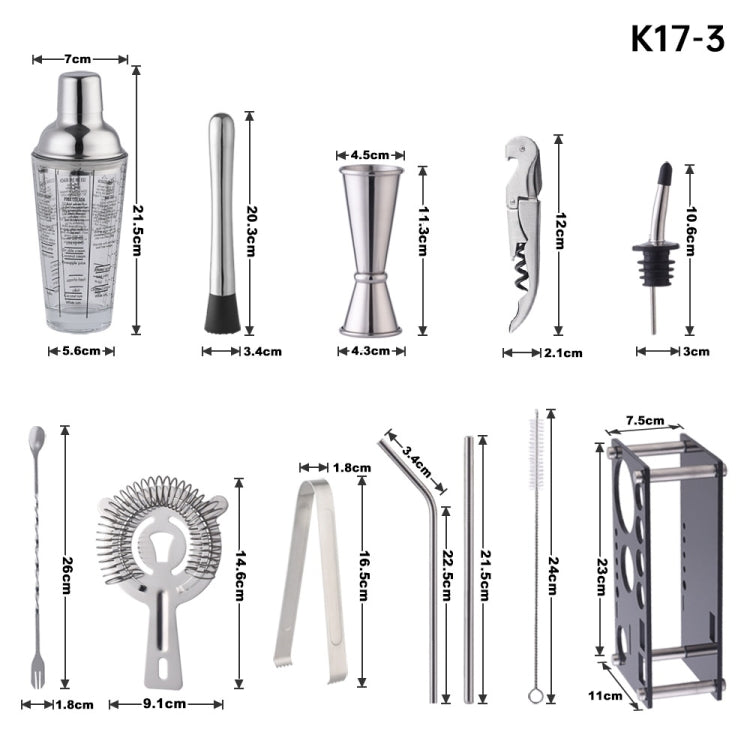 17-in-1 Glass Cocktail Set