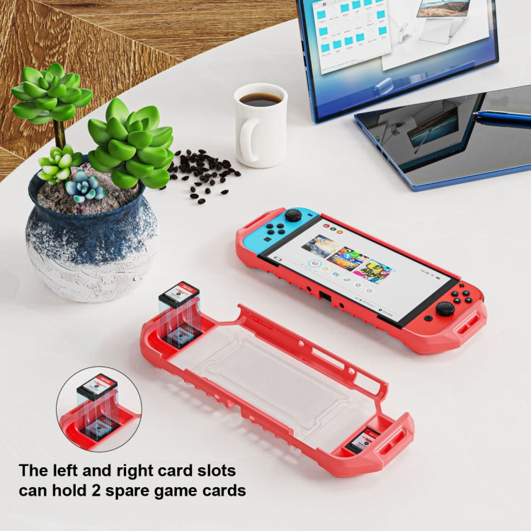 Hybrid Armor Case Cover For Nintendo Switch OLED With Two Game Card Slots Coral