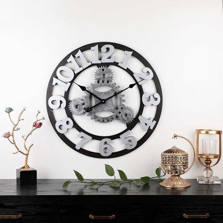 Vintage Round 4 Gear Wall Clock 58cm