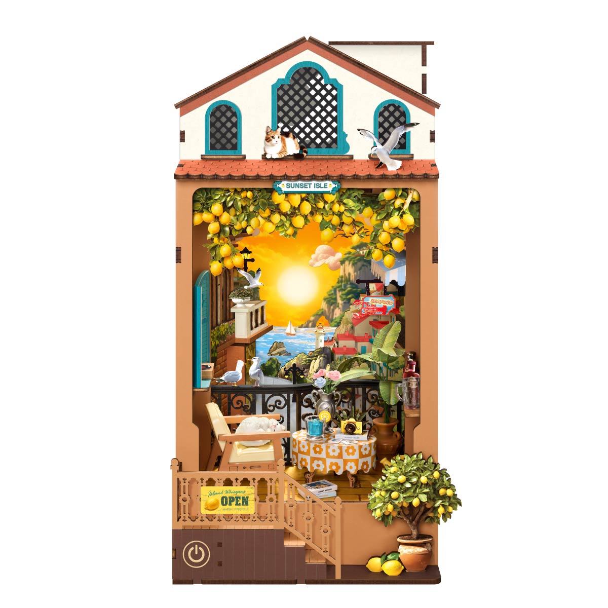 Robotime Sunset Isle DIY Book Nook Shelf Insert 3D House