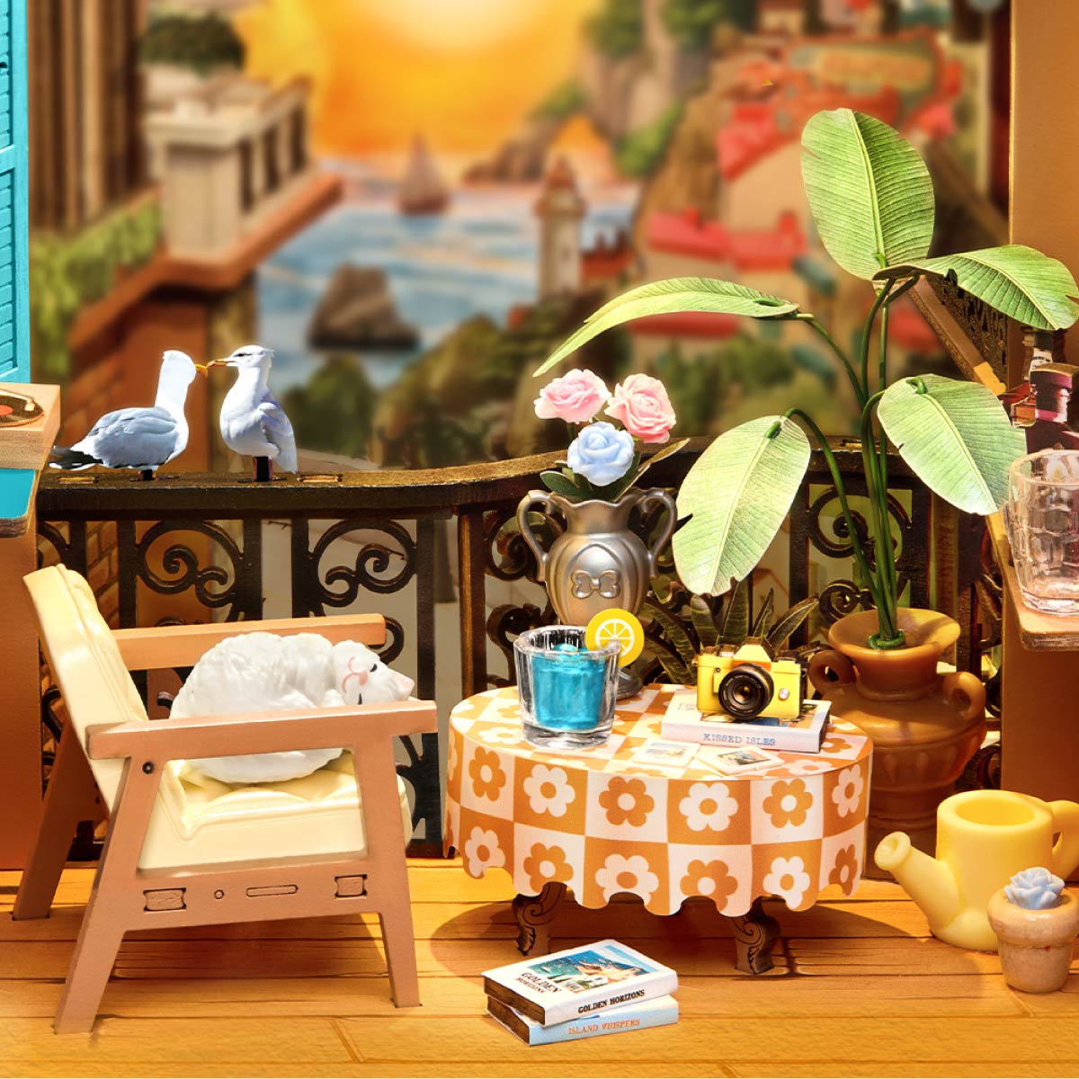 Robotime Sunset Isle DIY Book Nook Shelf Insert 3D House