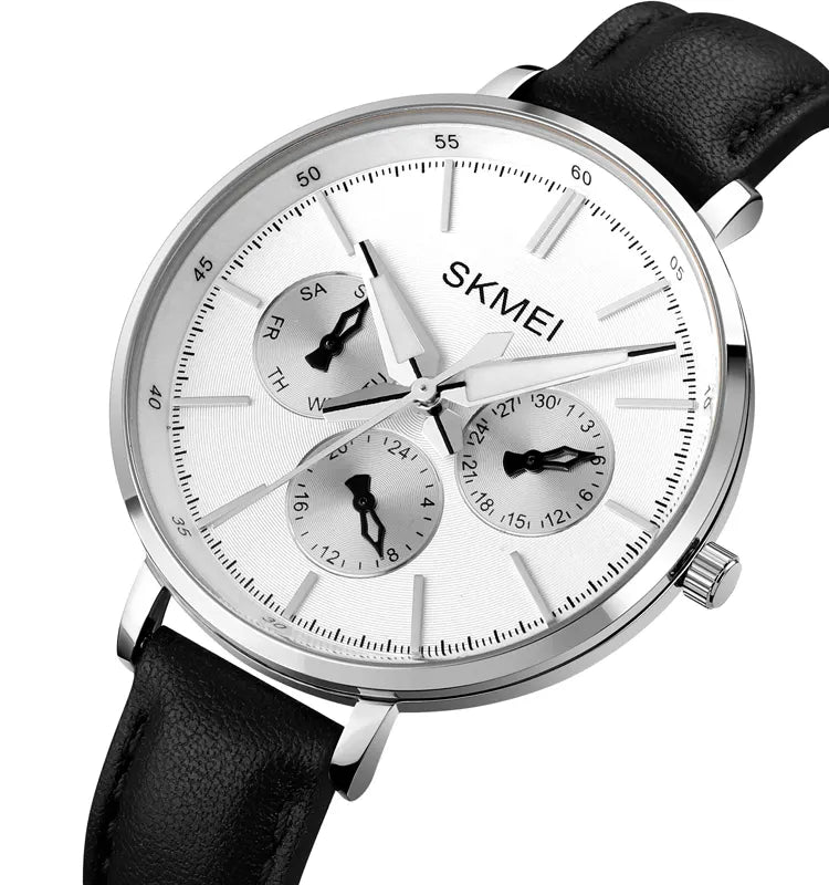 Skmei 1665 Stainless Steel Quartz Women's Wrist Watch With Leather Strap