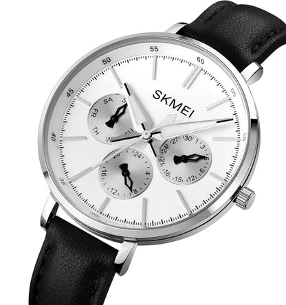 Skmei 1665 Stainless Steel Quartz Women's Wrist Watch With Leather Strap