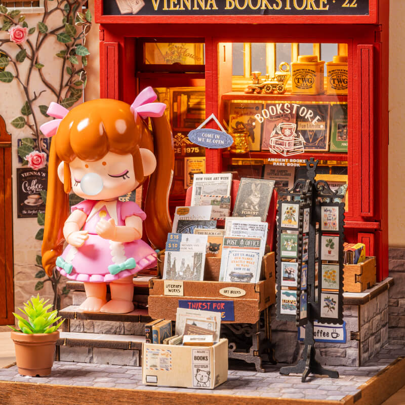 Robotime Vienna Bookstore DIY Miniature 3D House