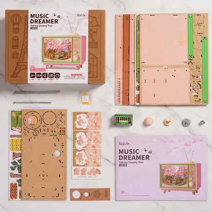 Robotime Sakura Dreamy Tour DIY Music Box 3D Wooden Puzzle