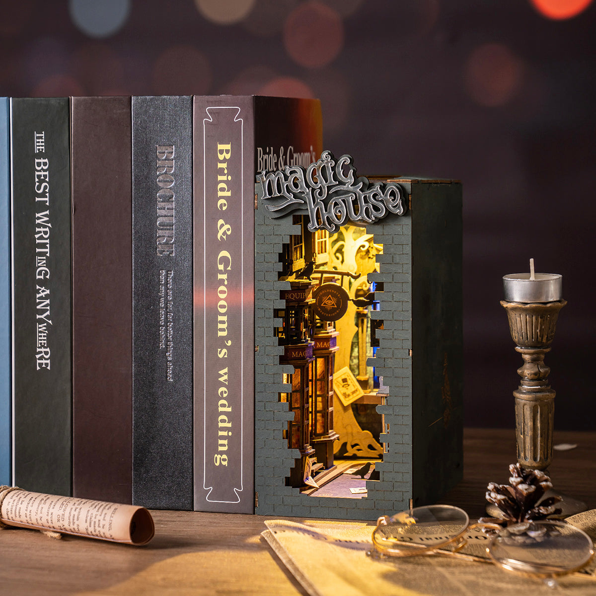 Robotime Magic House DIY Book Nook Shelf Insert Miniature Dollhouse